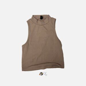 [USED] SHEIN Brown Ribbed Mock Turtleneck Tank Top